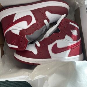 Jordan Kids Red and White Sneakers